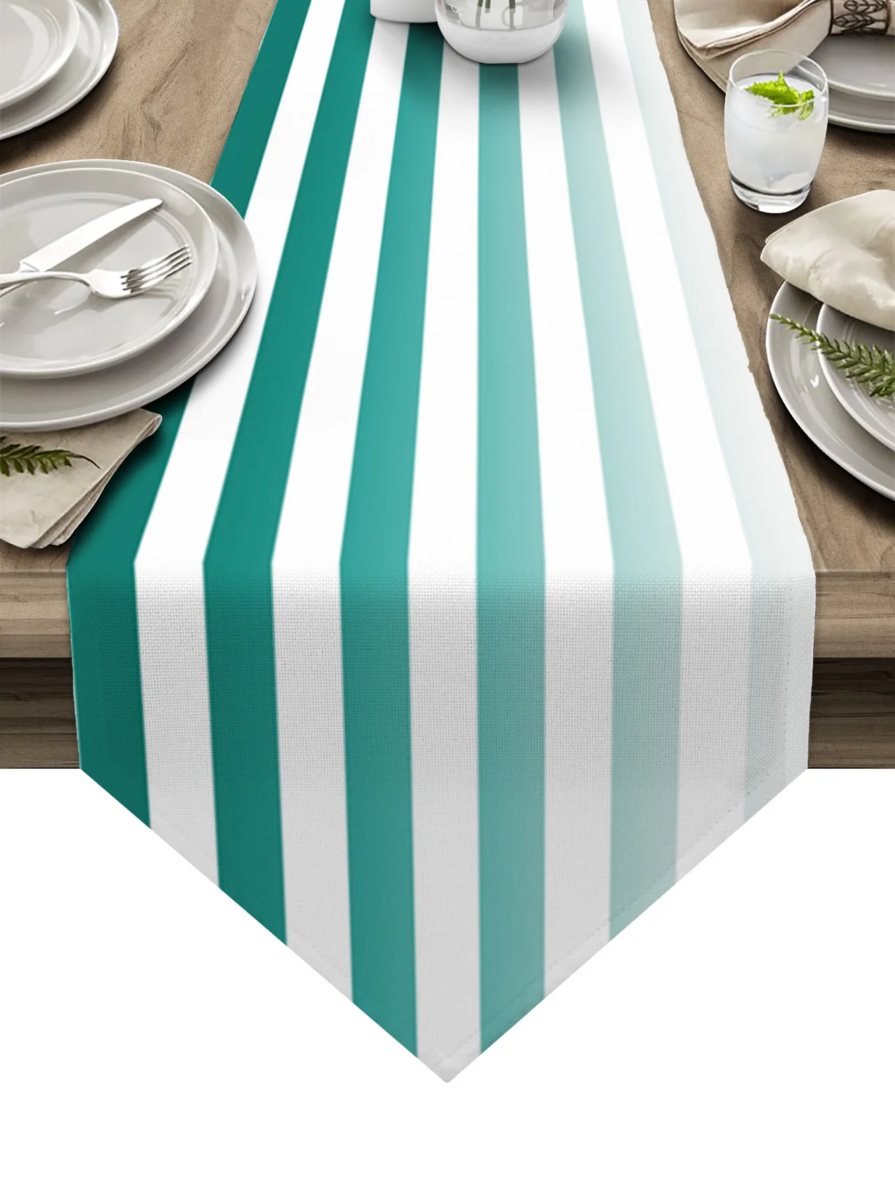 

Geometric Stripes Cyan Turquoise Gradient Coffee Table Decor Tablecloth Wedding Decoration Dinning Table Decoration Table Runner