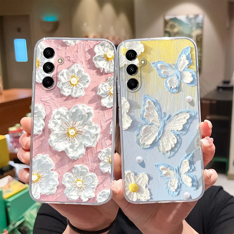 Чехол для телефона Samsung Galaxy M34 5G милый исцеляющий узор Прозрачный мягкий