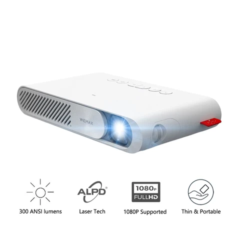 Лазерный мини-проектор WEMAX GO ALPD, ультрапортативный Карманный смарт-проектор 300 ANSI-лм 1080P, поддержка Wi-Fi, Портативный кинотеатр