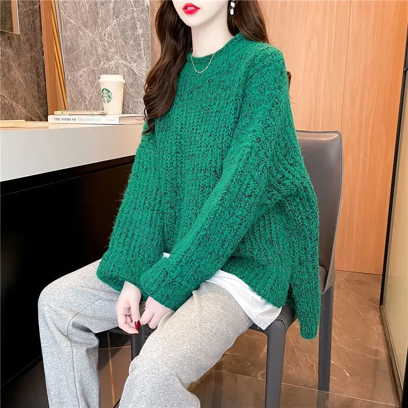 SimpleIdle стильный женский свитер однотонный пуловер с боковым разрезом свободный