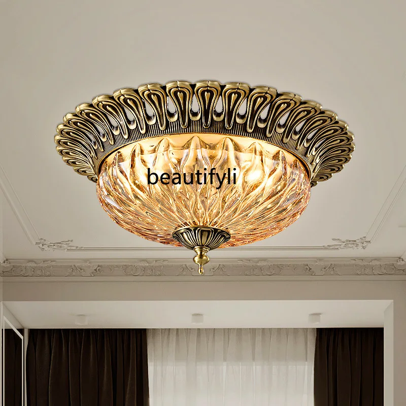 

CXH European-Style Copper Crystal Ceiling Lamp French Retro Corridor Hall Aisle Lamp