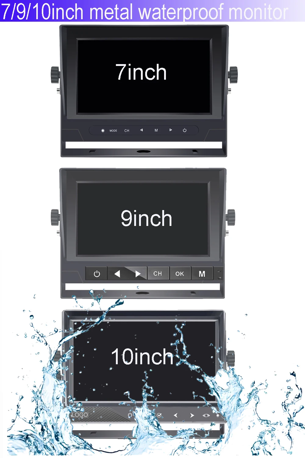 Стандарт ISO7637-2 5A5B, 7-дюймовый 1080P AHD LCD, водонепроницаемый IP69K, металлический корпус для тяжелых транспортных средств и грузовиков, помощь при движении задним ходом. (art.: 3920dca0ac733) - 3920dca0ac733