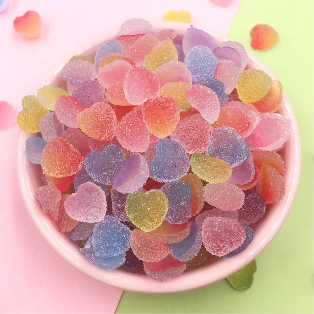 

100Pcs Mixed Gradient Heart Star Candy Flatback Resin Cabochon Embellishment DIY Scrapbooking For Phone Nail Arts Decoration