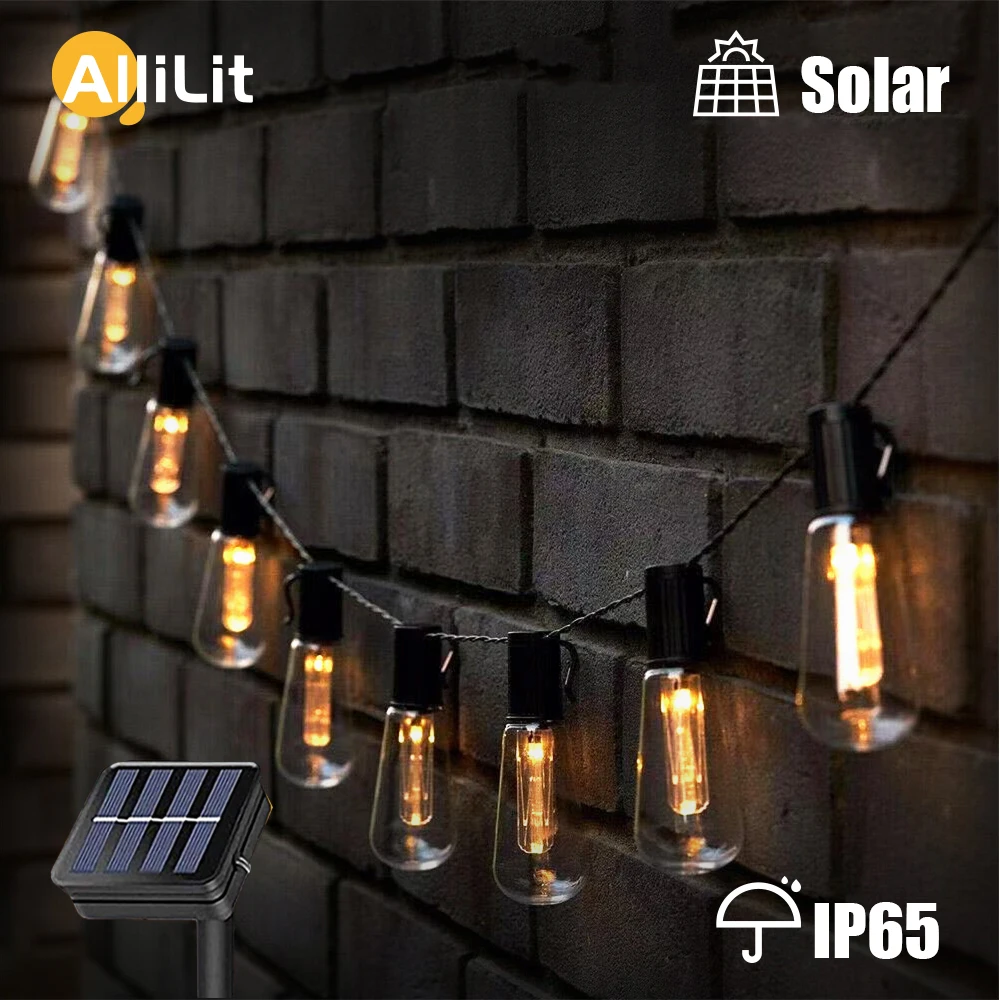 

LED Solar String Lights IP65 Waterproof Outdoor Christmas Decoration Edison Bulb Retro Holiday Garland Garden Vintage Fairy Lamp