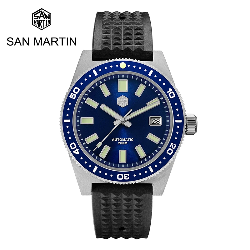 

San Martin 41mm 62mas V4 Diver NH35 Mens Watch Automatic Mechanical Watches Sapphire Glass Date Window 200m Waterproof Luminous