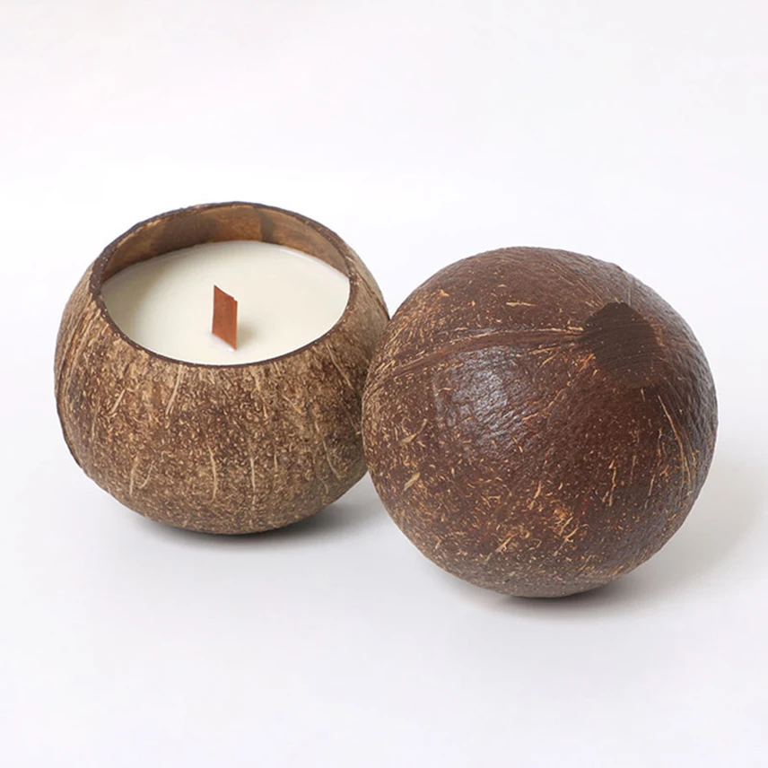 

Coconut Shell Candle Holders Nordic Creative Restaurant Candle Cup Smooth Romantic Candelabro Ornaments Wedding Decoration