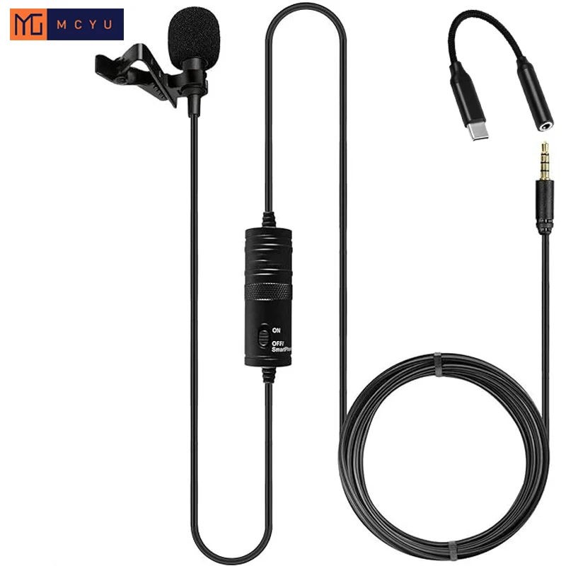 Петличный микрофон с шумоподавлением для смартфона компьютера ПК камеры