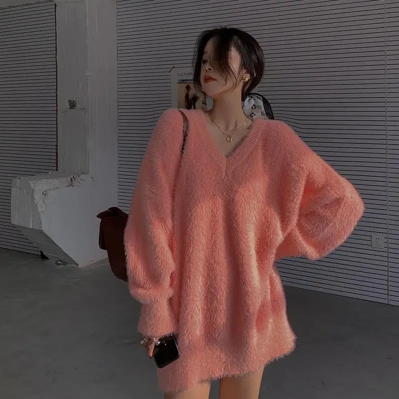 Женский вязаный пуловер с V-образным вырезом цвет в ассортименте