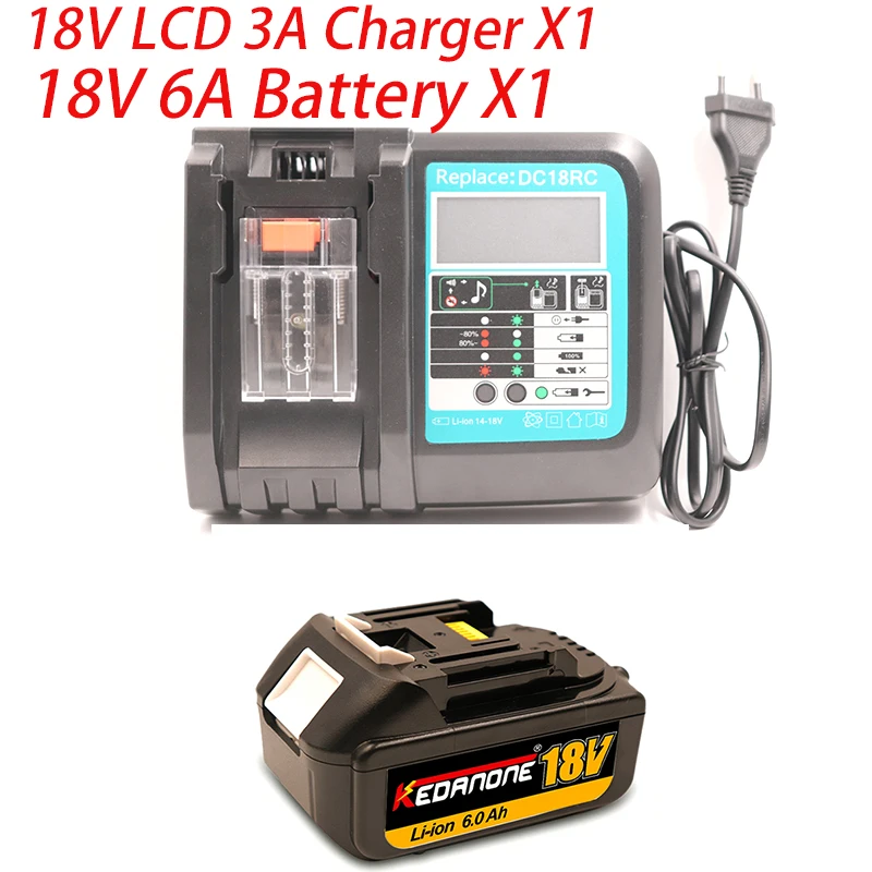 

Newest Version With LCD Charger BL1860B 18V 8Ah Li-ion Cordless Power Tool Rechargeable Battery for Makita BL1830 BL1840 BL1850