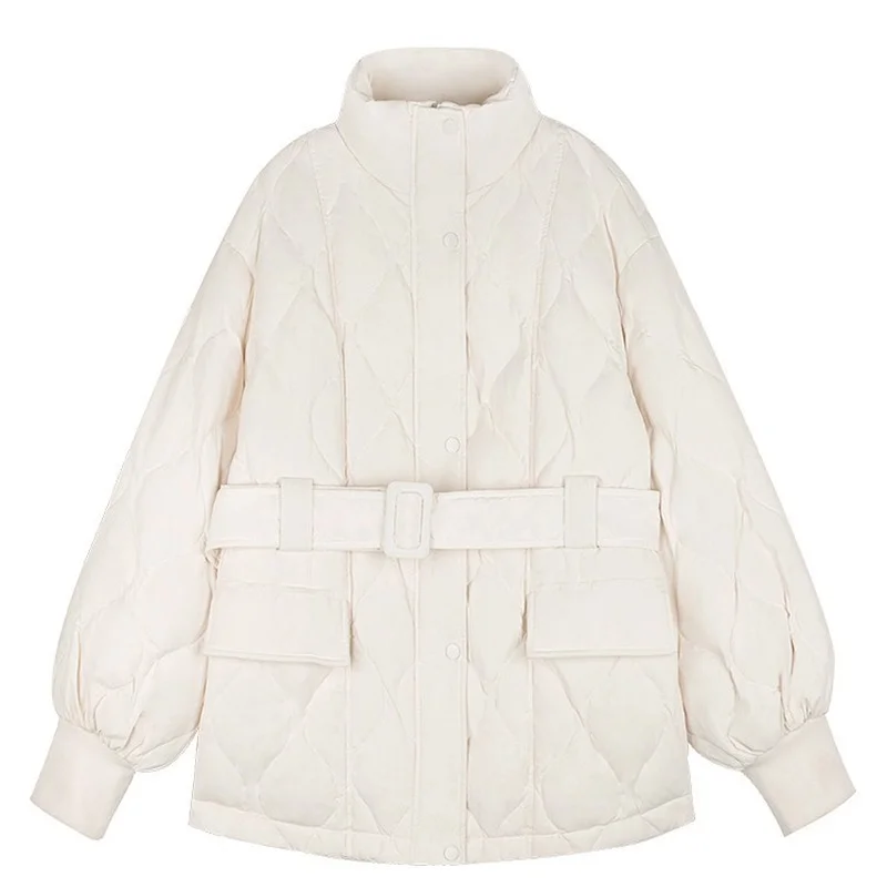 Slim Waist White Bread Jacket Long-sleeved Jacket 2021 Fashion Autumn and Winter New Style Korean Down Cotton Jacket Women