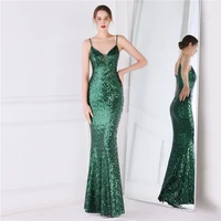 women elegant spaghetti strap formal evening dress sexy mermaid sequin party dress vestidos de fiesta 2022 new prom dress