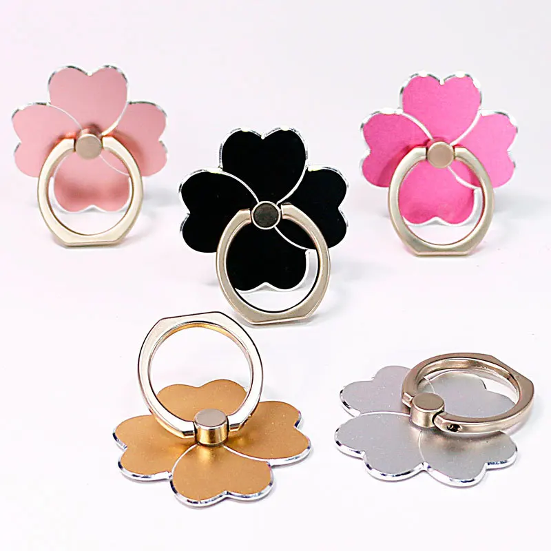 

four-leaf clover flower Ring Mobile Phone Stand Holder For iPhone XS Huawei Samsung cell Smart Phone Ring holder Car Mount Stand