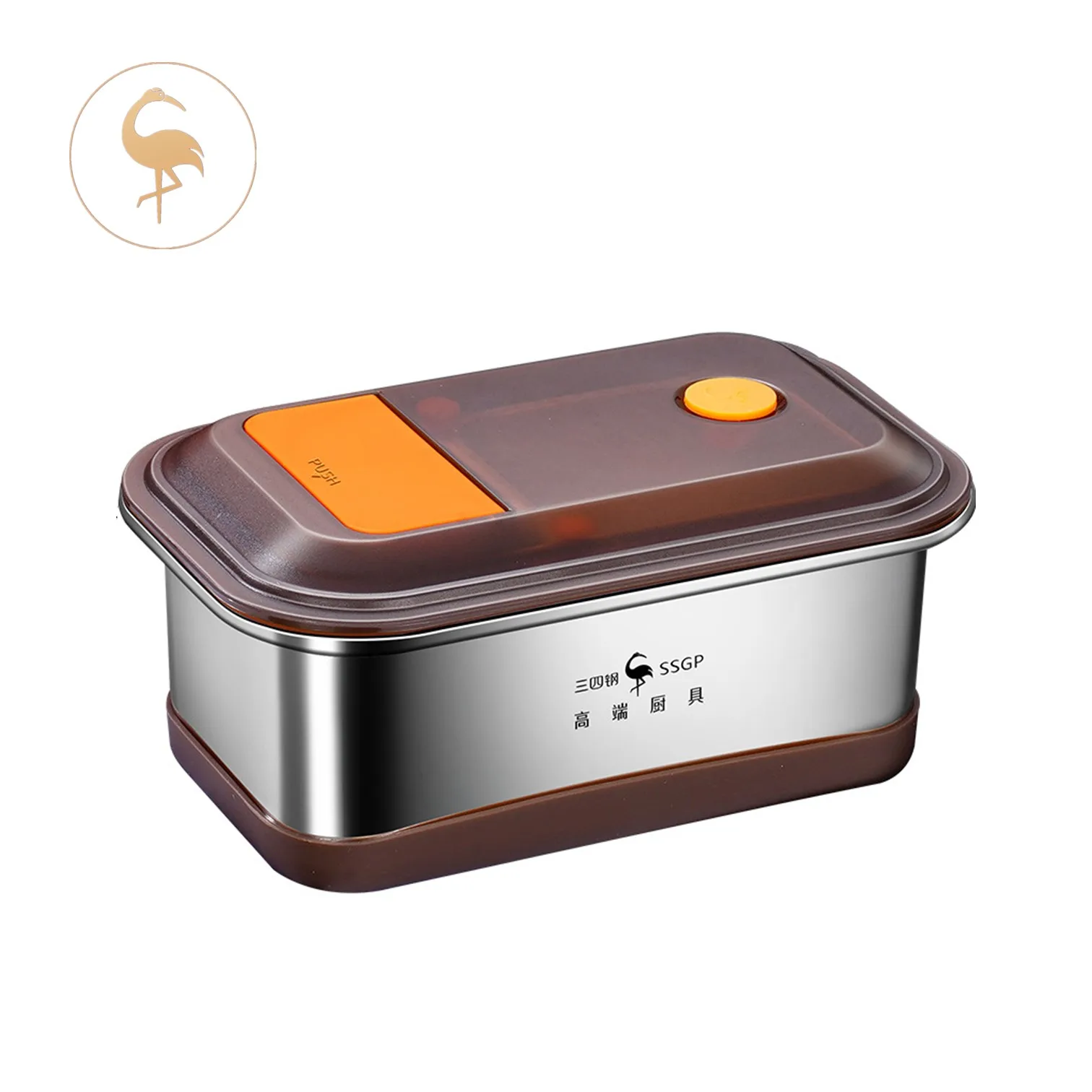 

LFGB Certificate 304 Stainless Steel PP Lunch Box Discharge Air Well Sealed Keep Fresh Bilayer Bento Case for School Office