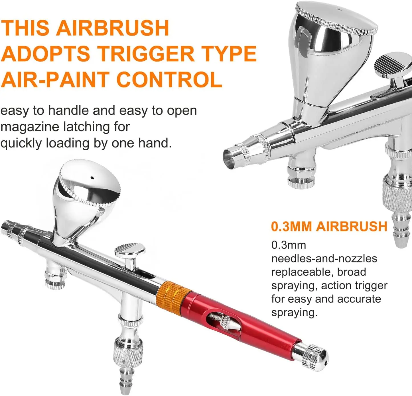 Аэрограф JOYSTAR Pro с гравитационной подачей двойное действие 0 2 мм чашкой 9 куб. См