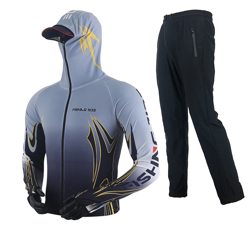 Летняя шелковая одежда для рыбалки Мужская Уличная дышащая куртка Sun UPF50 + с
