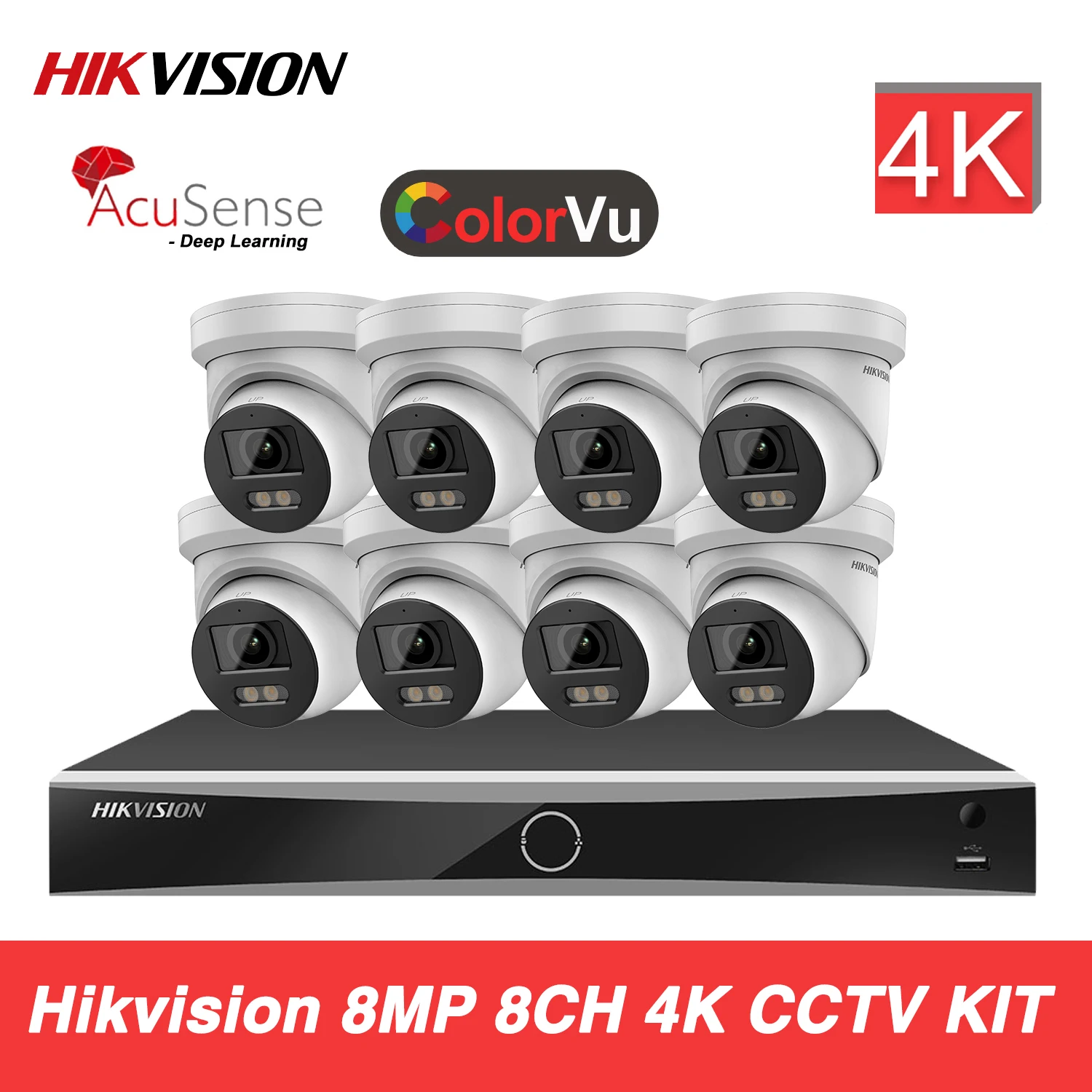 

Hikvision 4K Set Acusense ColorVu 8CH 8MP CCTV Security Kit DS-2CD2387G2-LU NVR DS-7608NXI-I2/8P/S POE CCTV Surveillance System