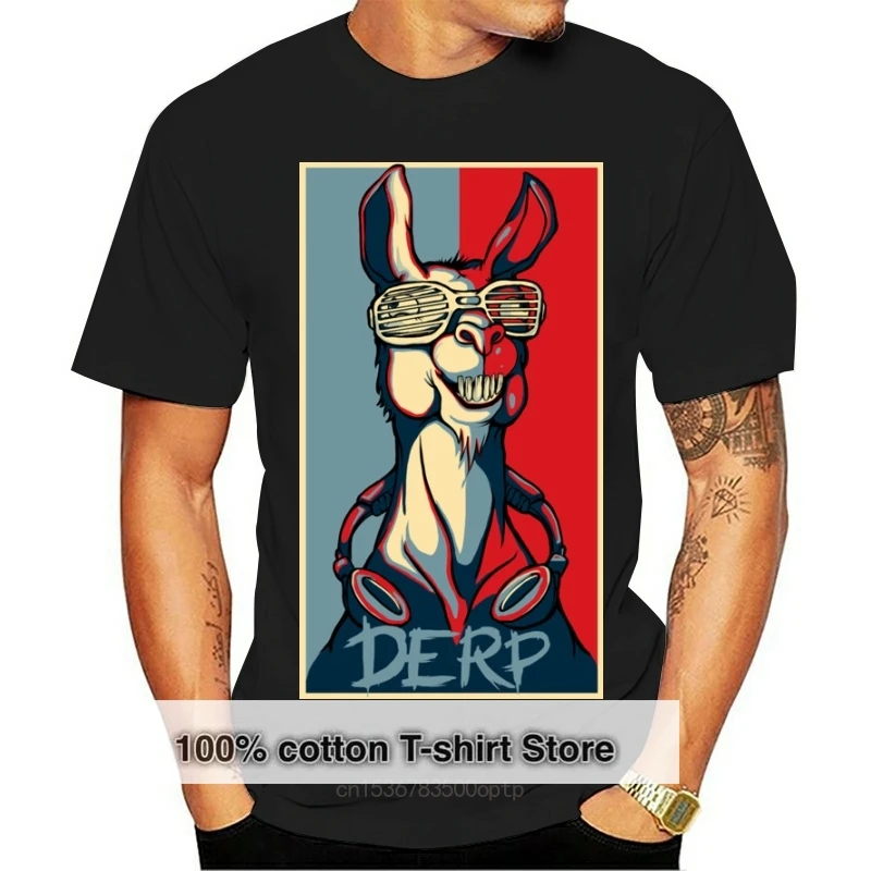 Derp Llama Tee-Shirt Man T-shirts Funny Tshirt Hipster T Shirt Street Style Lovers Day Tees Hip Hop Top 100% Cotton Clothes