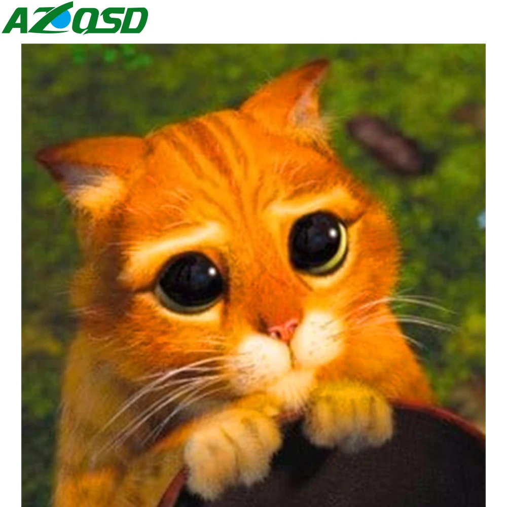 

Алмазная вышивка AZQSD в виде кошки, мозаика Стразы, полноразмерная алмазная живопись, животные, наборы для вышивки крестиком, ручная работа, домашний декор, подарок