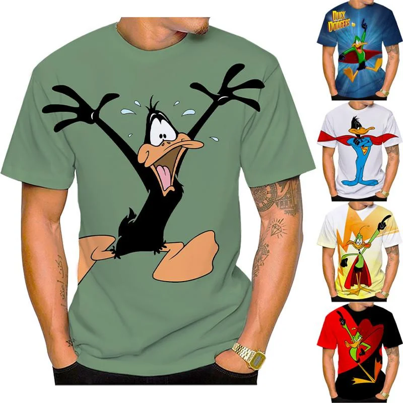 

Summer Fashion Cartoon Short Sleeve Daffy Duck Looney Tunes 3D Printing Casual Round Neck Men Women Unisex Funny Cool T-Shirt