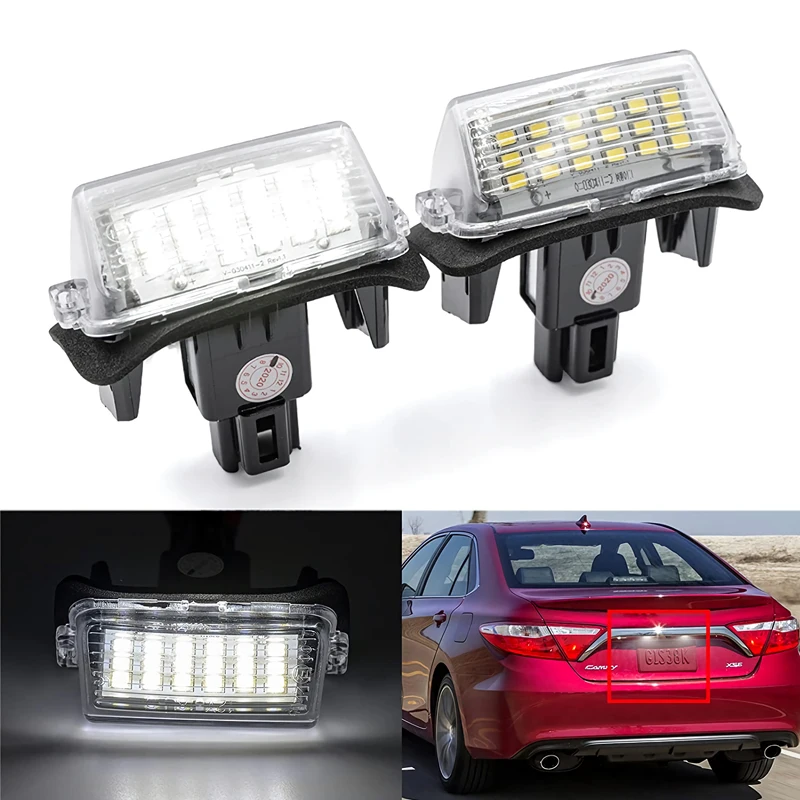 2PCS LED Number License Plate Light For TOYOTA Camry COROLLA Car Accessories Error Free CANbus 6500K White LED Light Bulb