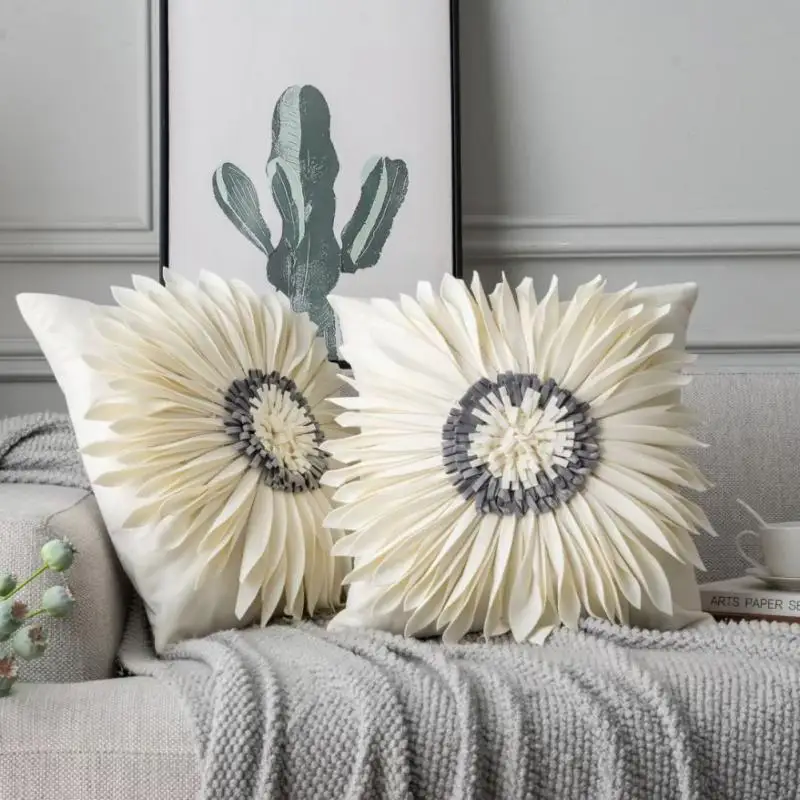 Chrysanthemum Pillowcase Fashion Modern Style Pillow Case Dutch Velvet Stitching Cushions Pillow Waist Pillow Home Pillowcase
