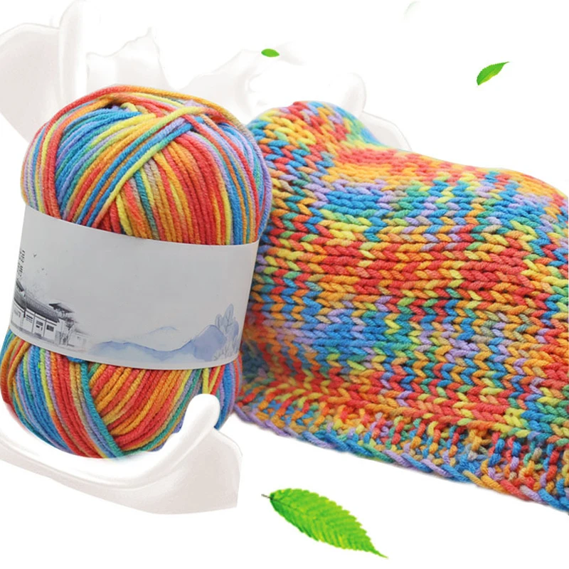 

50g Mink Cotton Yarn For Crocheting Dyed 4 Strands Special Rainbow Yarn Baby Sweater Hand Hook And Knitting Accessories Supplies