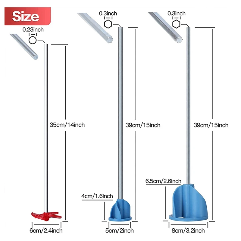 Упаковка из 3 лопастей для смешивания краски эпоксидной смолы грязи и