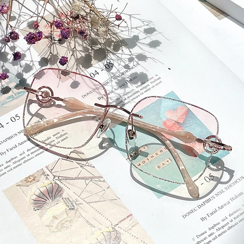 F · DRACON сплав Алмазная инкрустированная безрамочная оправа для очков Новая