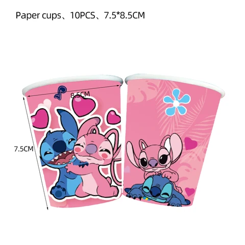 Одноразовые наборы посуды Disney Stitch розового цвета