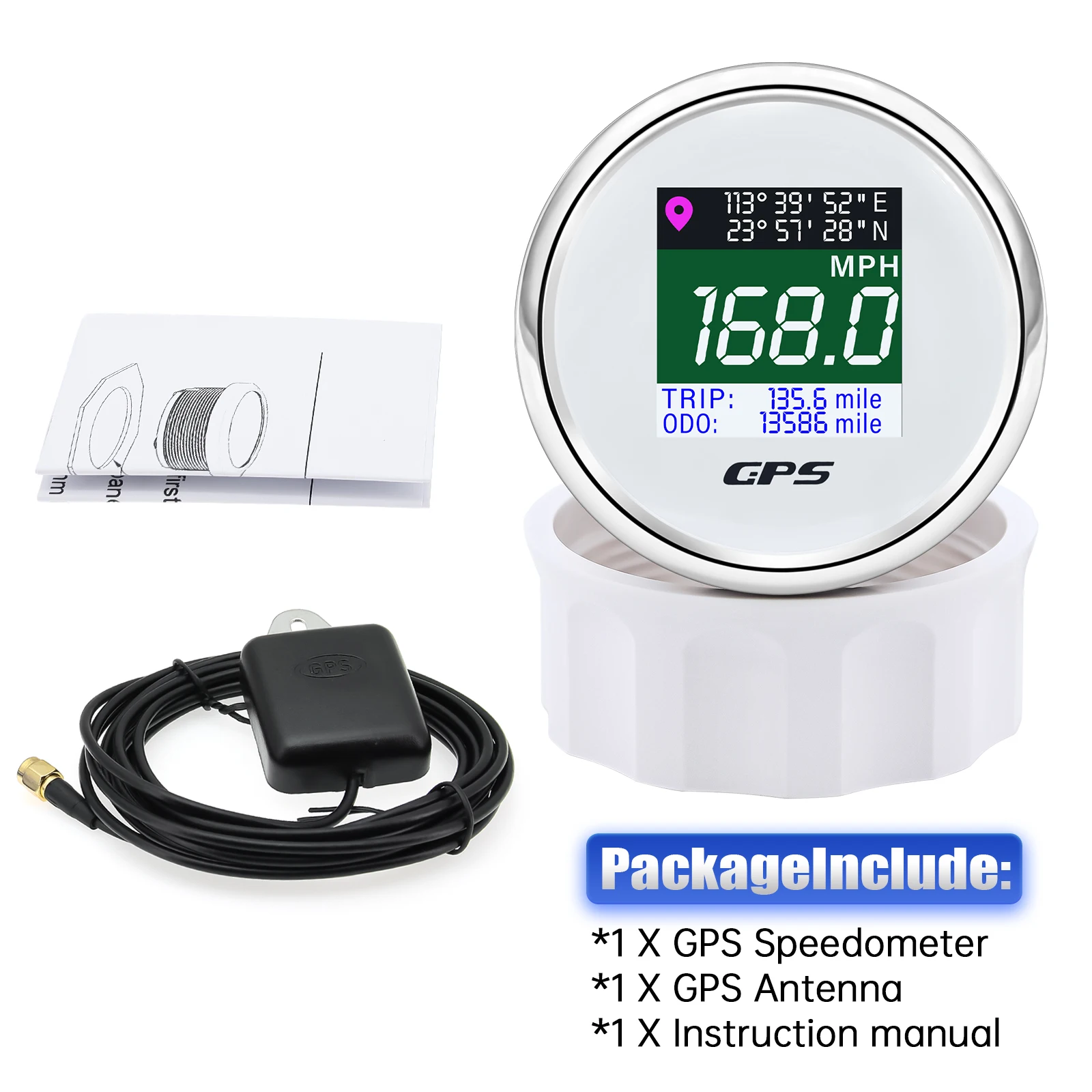 

НОВЫЙ 52 мм цифровой GPS-спидометр TFT экран Trip ODO Mph Knot Km/h измеритель скорости GPS-антенна для автомобиля, лодки, мотоцикла, 12 В/24 В