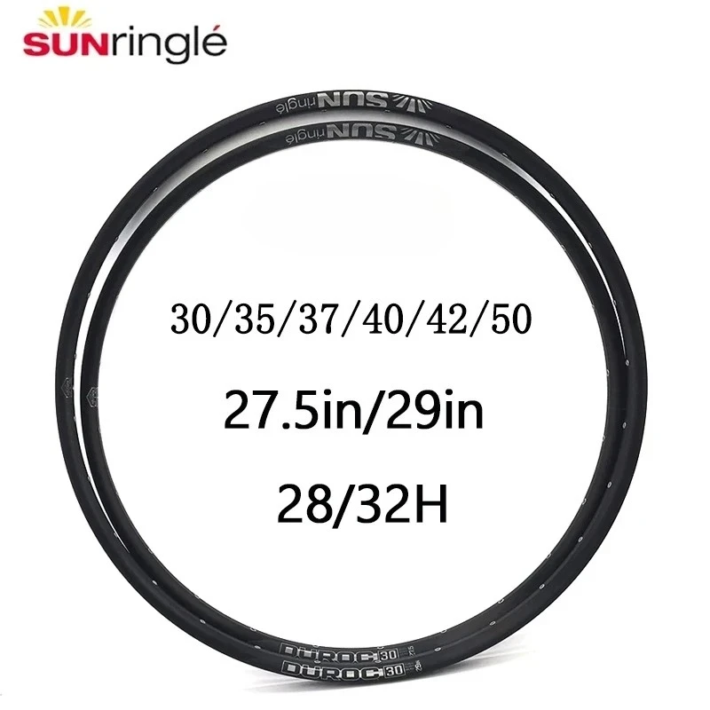 Фото Велосипедные обода Sunringle DUROC 30, 35, 37, 40, 42, 50 дюймов, MTB обода 27.5/29 дюймов, бескамерные, паяные, 28/32H, широкие алюминиевые обода №1