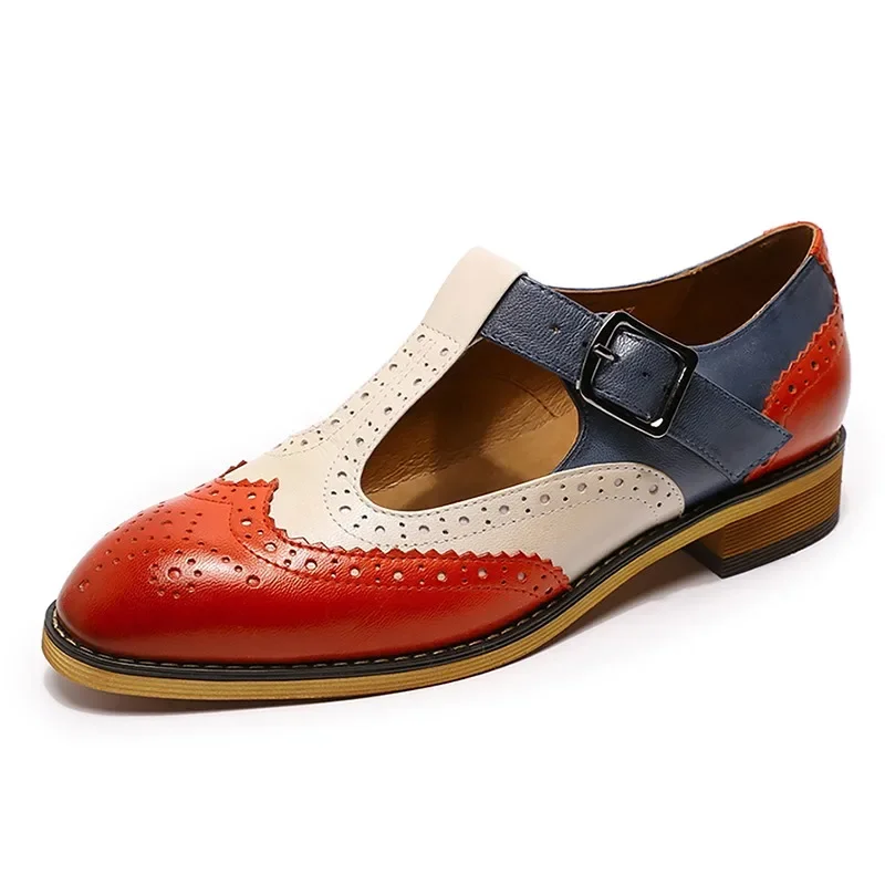 Женские туфли из натуральной кожи туфли-лодочки в британском ретро стиле Туфли