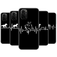 horse pony horse heartbeat phone case for xiaomi redmi poco f1 f2 f3 x3 pro m3 9c 10t lite nfc black cover silicone back prett m