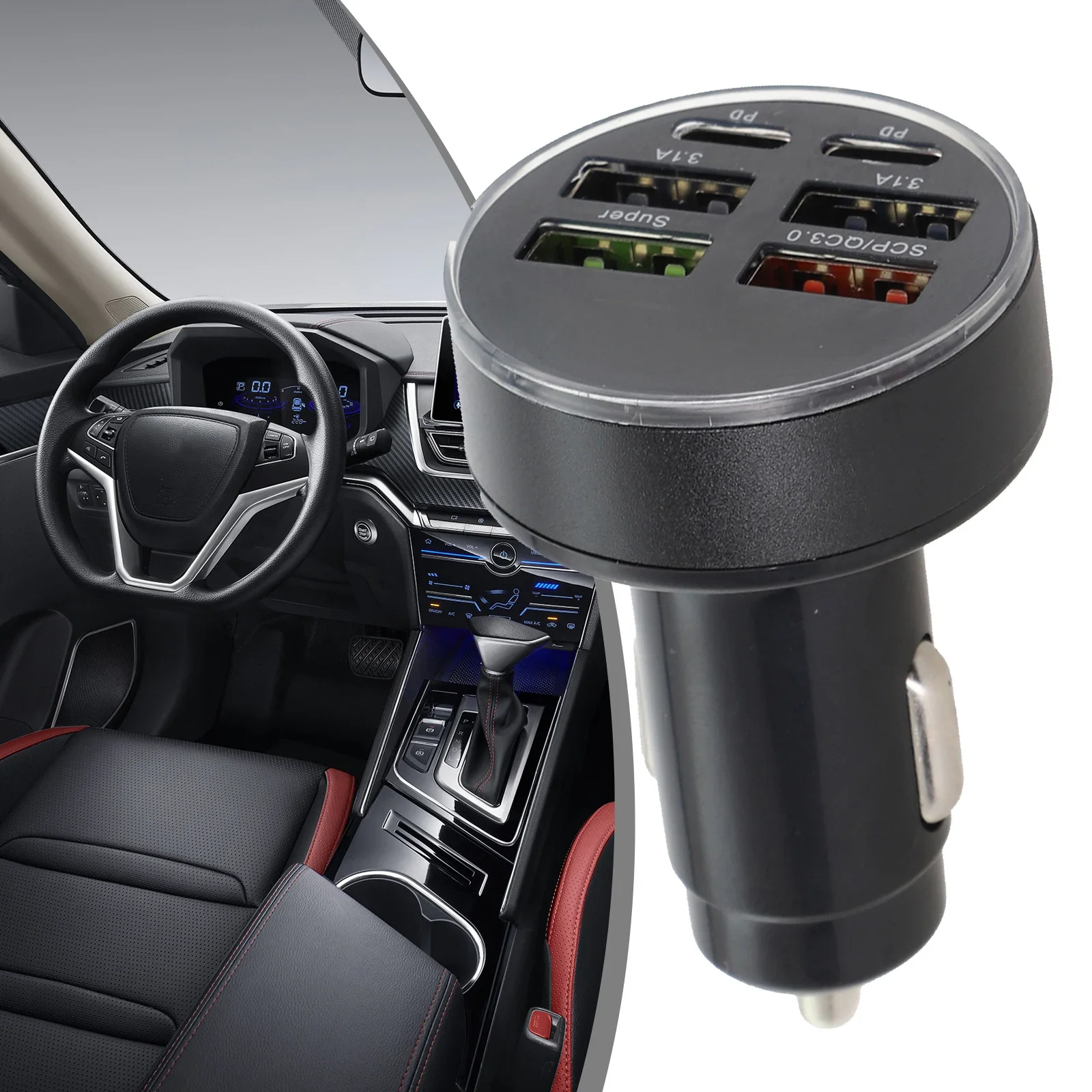 Супер быстрый 33 Вт PD QC3.0 Type-C Автомобильное зарядное устройство Адаптер 6 Зарядное