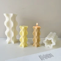 new geometric wave shaped pillar candle mold diy wave cylindrical aromatherapy gypsum ornament silicone mold home decor tools