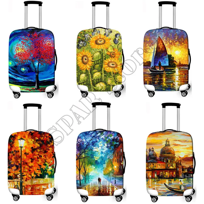 

Oil Painting Eiffel Tower Luggage Protective Cover Travel Accessories elastic covers For 18-32 Inch Trolley Case Suitcase Cover