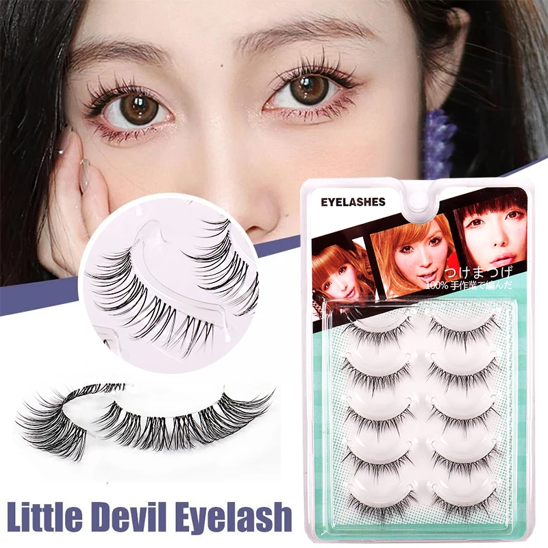 

5 Pairs Dream Lash Extension Natural Fairy Manga Lashes Daily Eye Makeup False Eyelashes Natural 5Pairs Reusable Makeup Tool