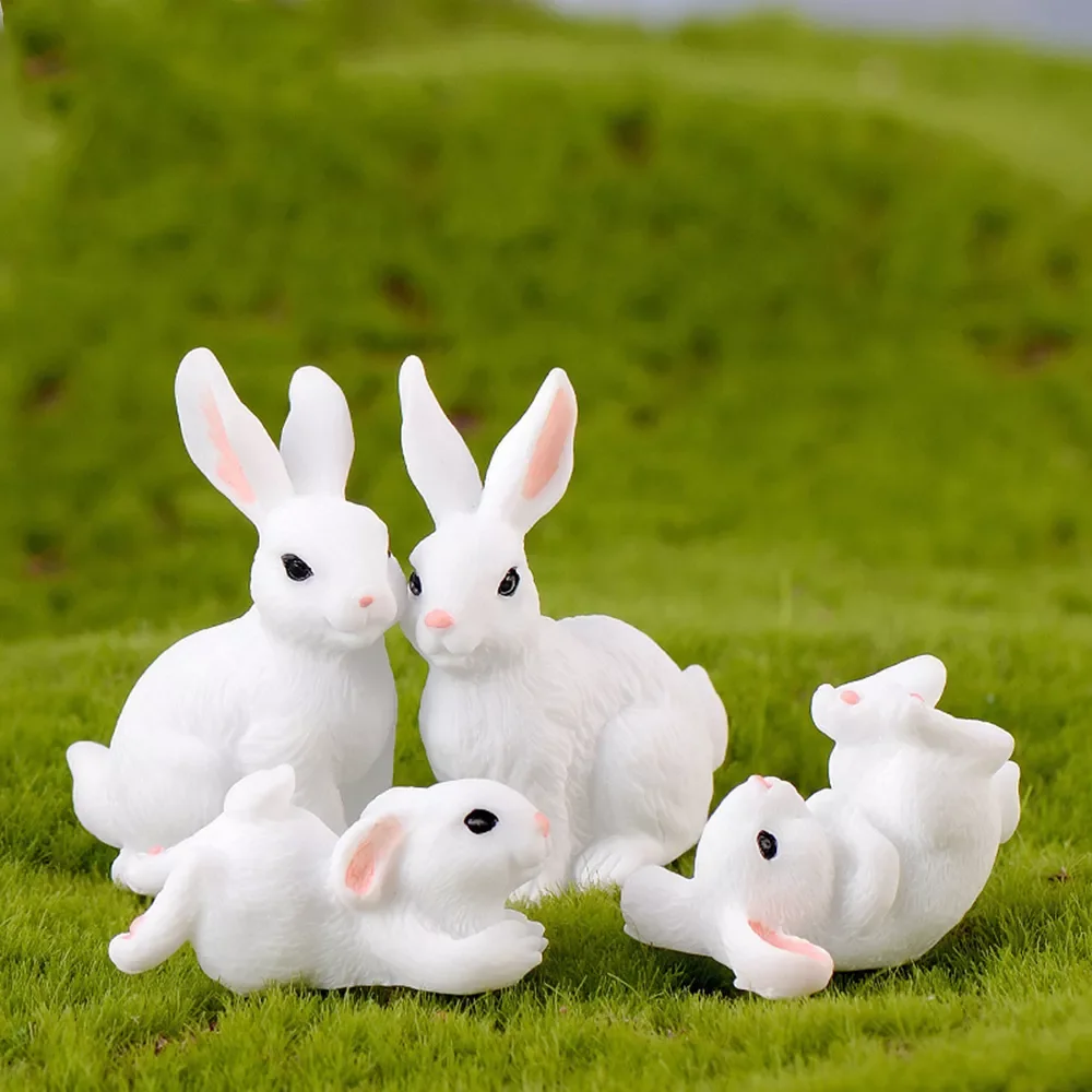 

Cute Resin Bunny Ornament Home Miniature Landscape Decoration Mini Bunny Miniature Figurines Home Decoration Easter Decoration