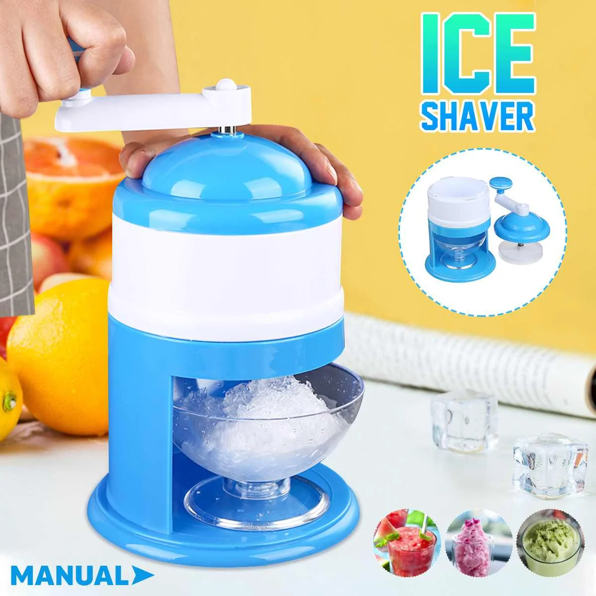 

Portable Mini DIY Manual Ice Shaver Crush Snow Maker Slushy Sand Machine Shaved Ice Snow Cones Food Processors Kitchen Tool