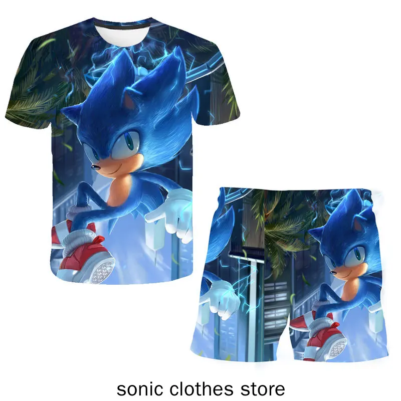 

3-13t Sonic T Shirt Suit Summer Boys and Girls Sonic 3d Print Children Short-sleeved T-shirts Pattern Suit
