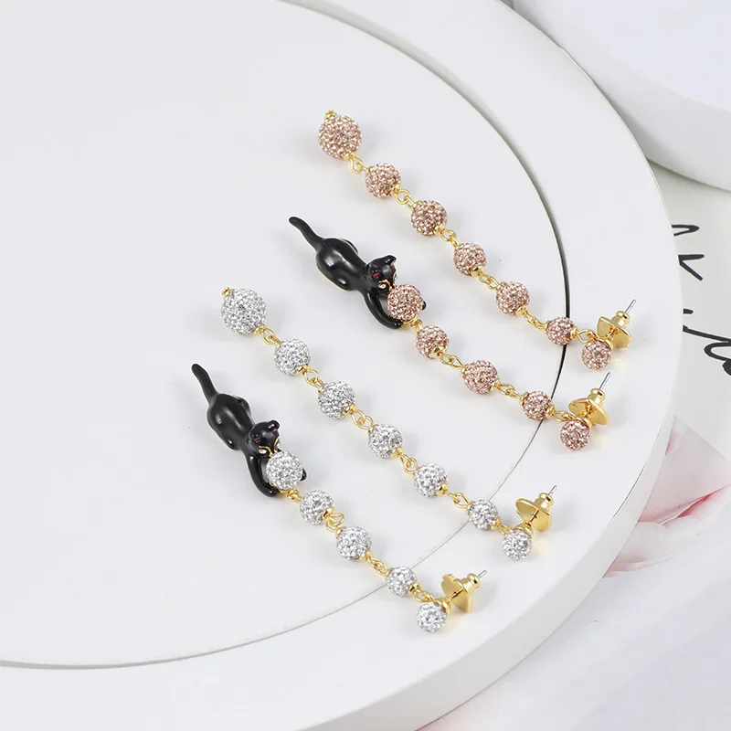 

Stylish Temperament Cat Sparkle All Over The Sky Planet Ball Asymmetrical Personality Earrings Piercing Aretes De Mujer Pendient