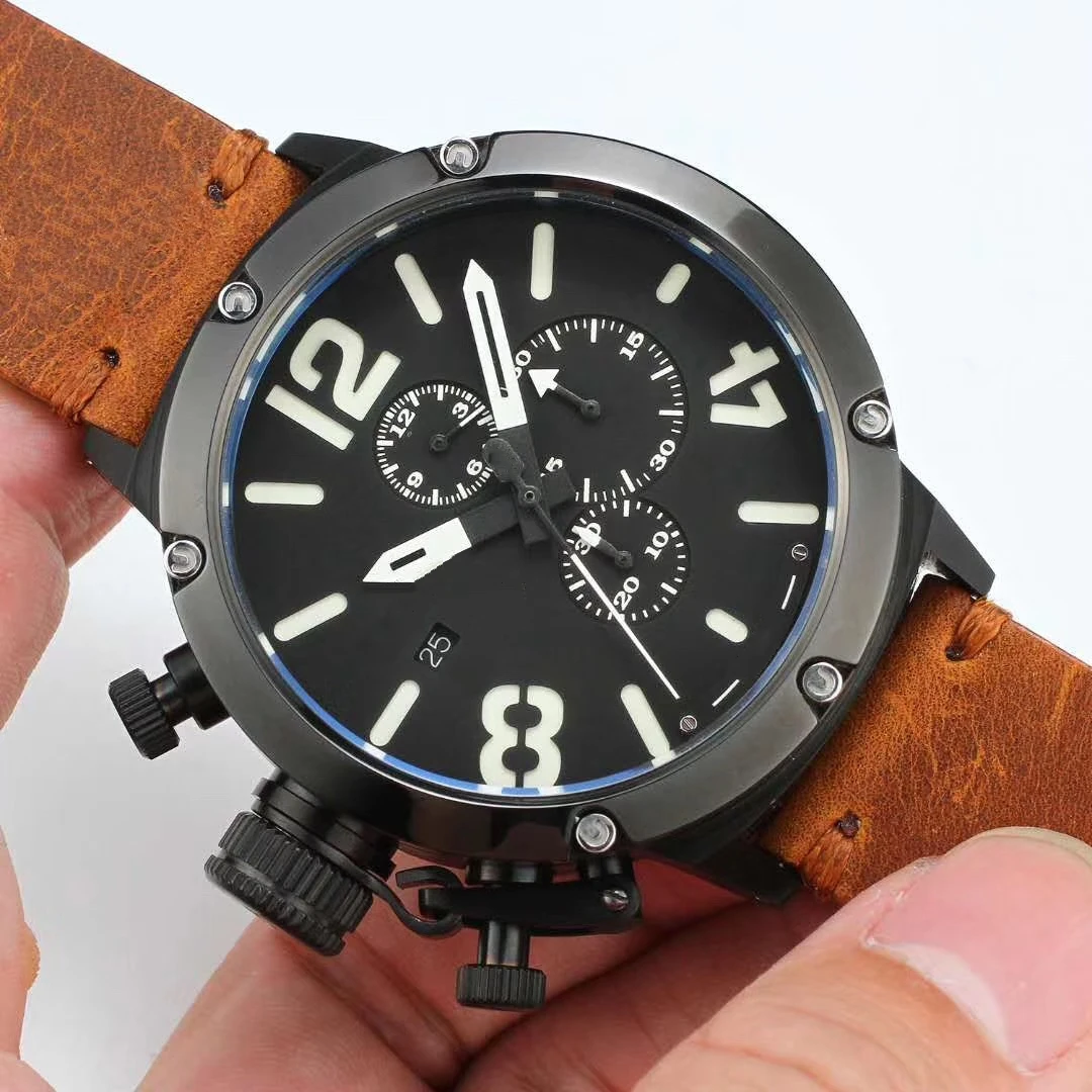 

mens quartz chronograph U watch U72 chimera brown black leather boat
