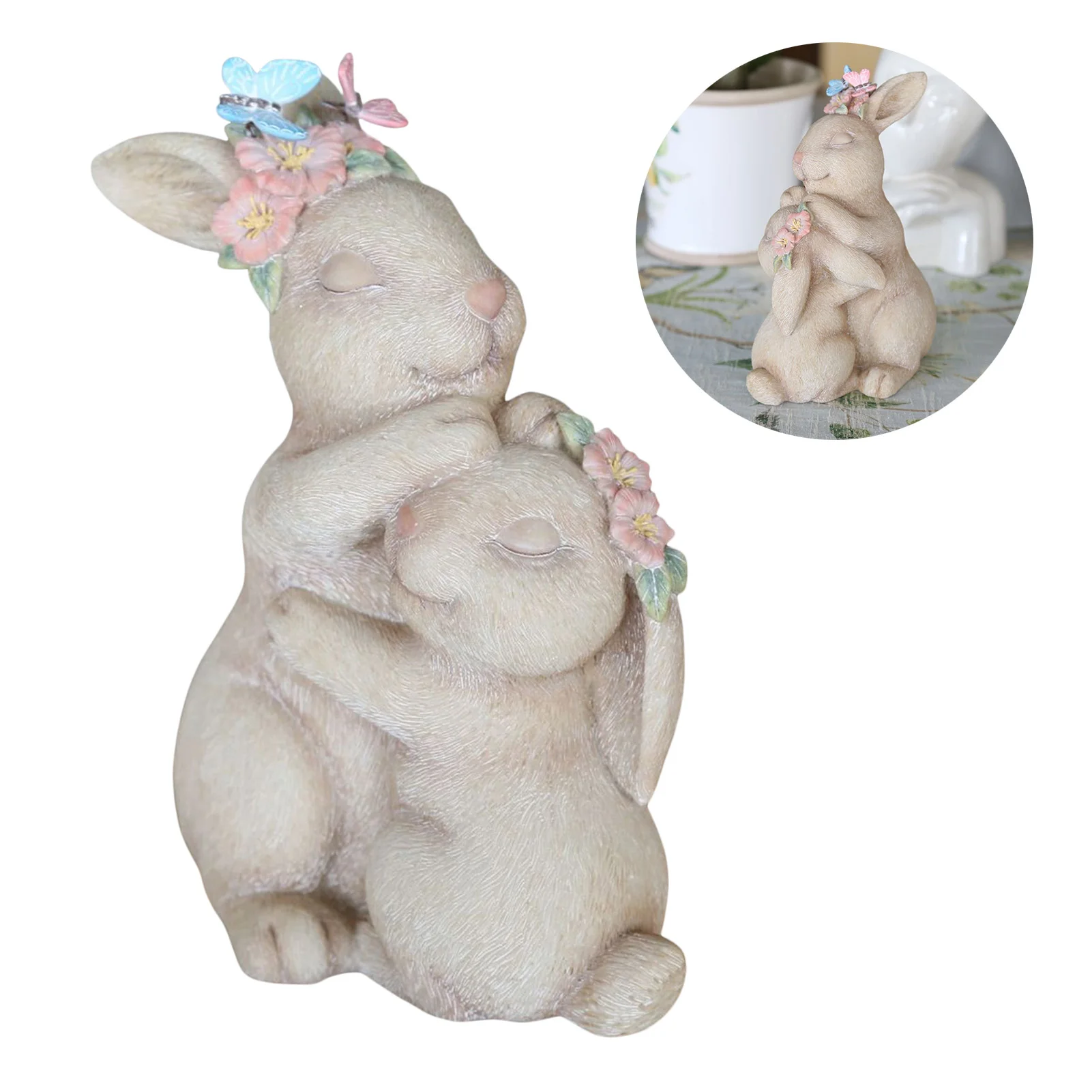

Большой Кролик пасхальный декор дюйма H обнимающий Кролик Фигурки полимерные не коррозийные весенние пасхальные украшения Винтажные дерев...