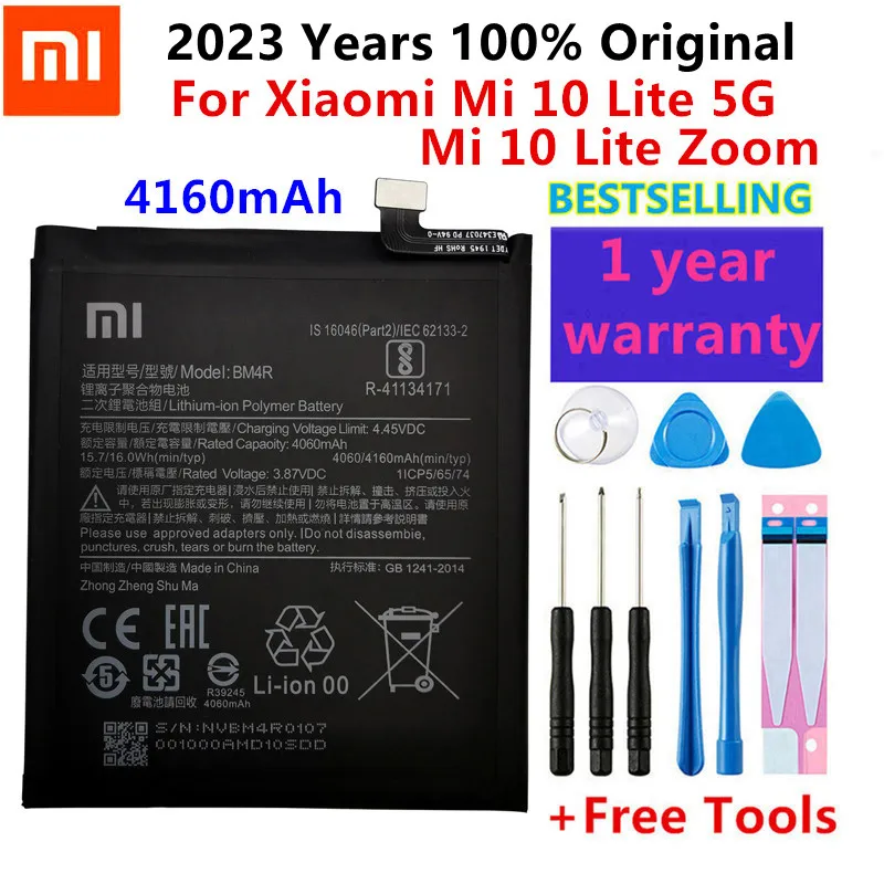 

Xiao Mi Original BM4R Battery For Xiaomi Mi 10 Lite 5G BM4R Genuine Replacement Phone Battery 4160mAh With Free Tools