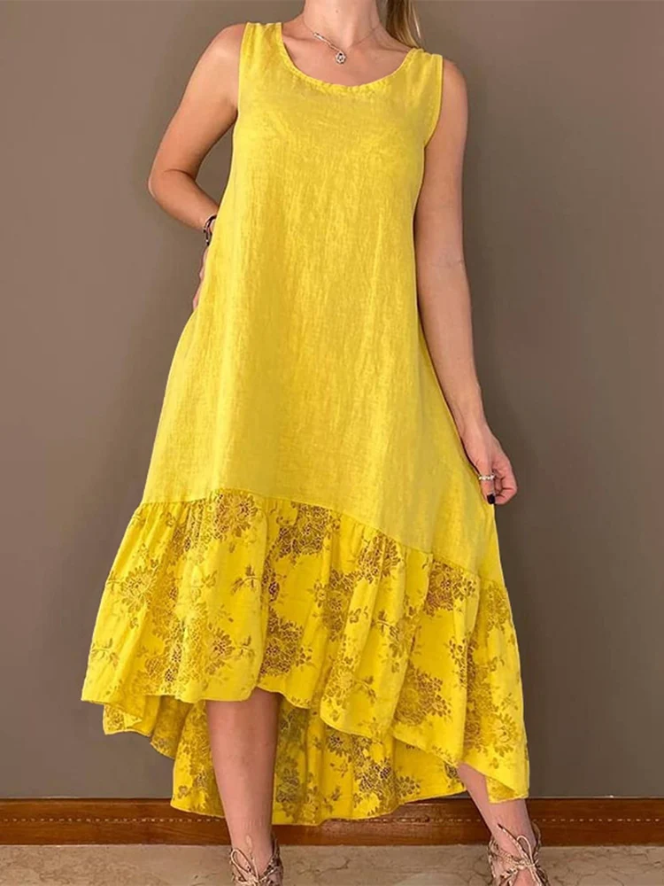 

Богемный летний кружевной лоскутный сарафан VONDA, женские Лоскутные Платья без рукавов, женское винтажное платье, длинный вечерний Халат