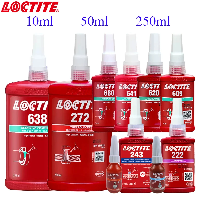 10/50/250ml Loctite 601 603 609 620 638 640 641 648 680 Holding Glue Bearing thread 222 242 243 262 263 270 271 277 290 241 275