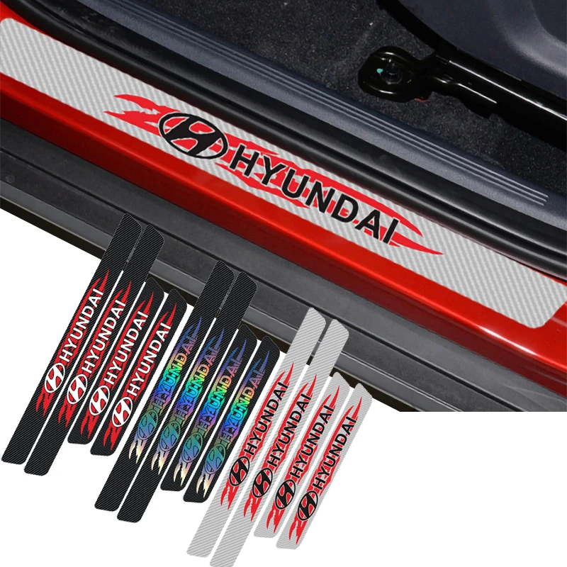 

4pcs Car Door Sill Threshold Sticker for Hyundai IX45 Tucson Sonata Verna Encino Sedan Rohens Reina I20 Accent Mistra Veloster