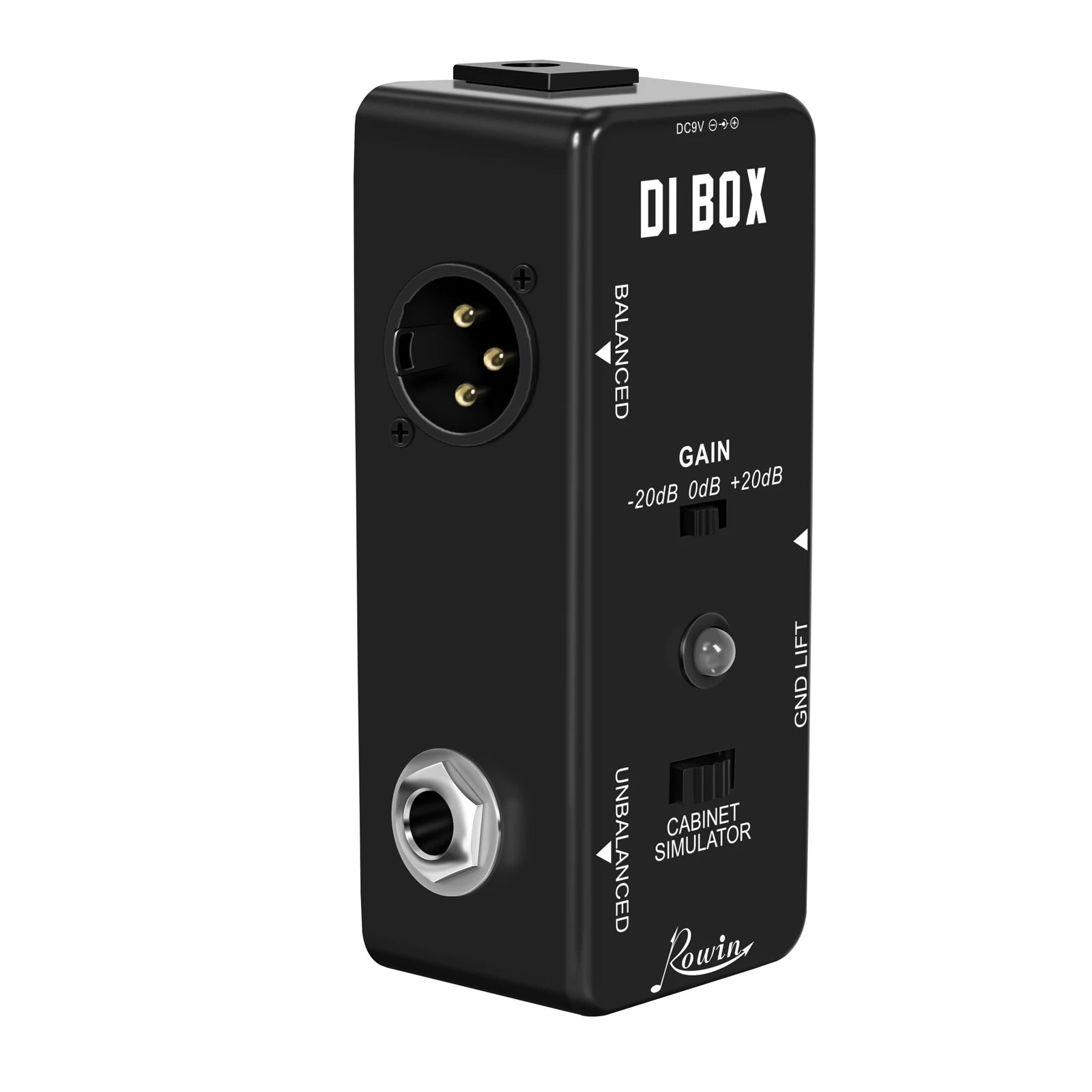 Rowin LEF-331 Direct Box Guitar Bass Passive DI Box With Cabinet Simulator 1/4 and XLR Ture Bypass Full Metal Case