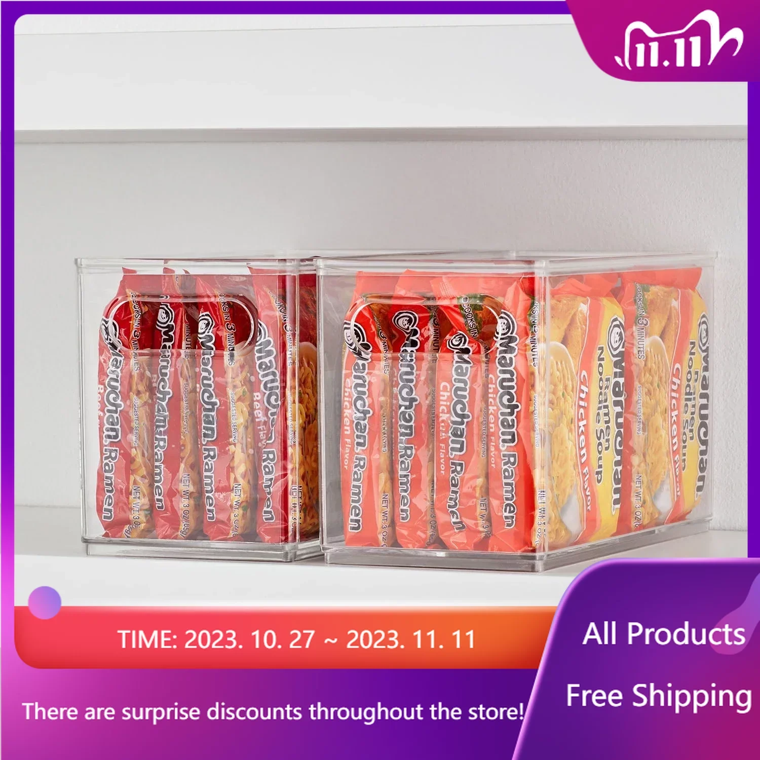 

Narrow Bins, 10" X 5" X 6" Clear Plastic Modular Storage System, 4 Pack, Food Storage Containers , Kitchen Storage Container Fa