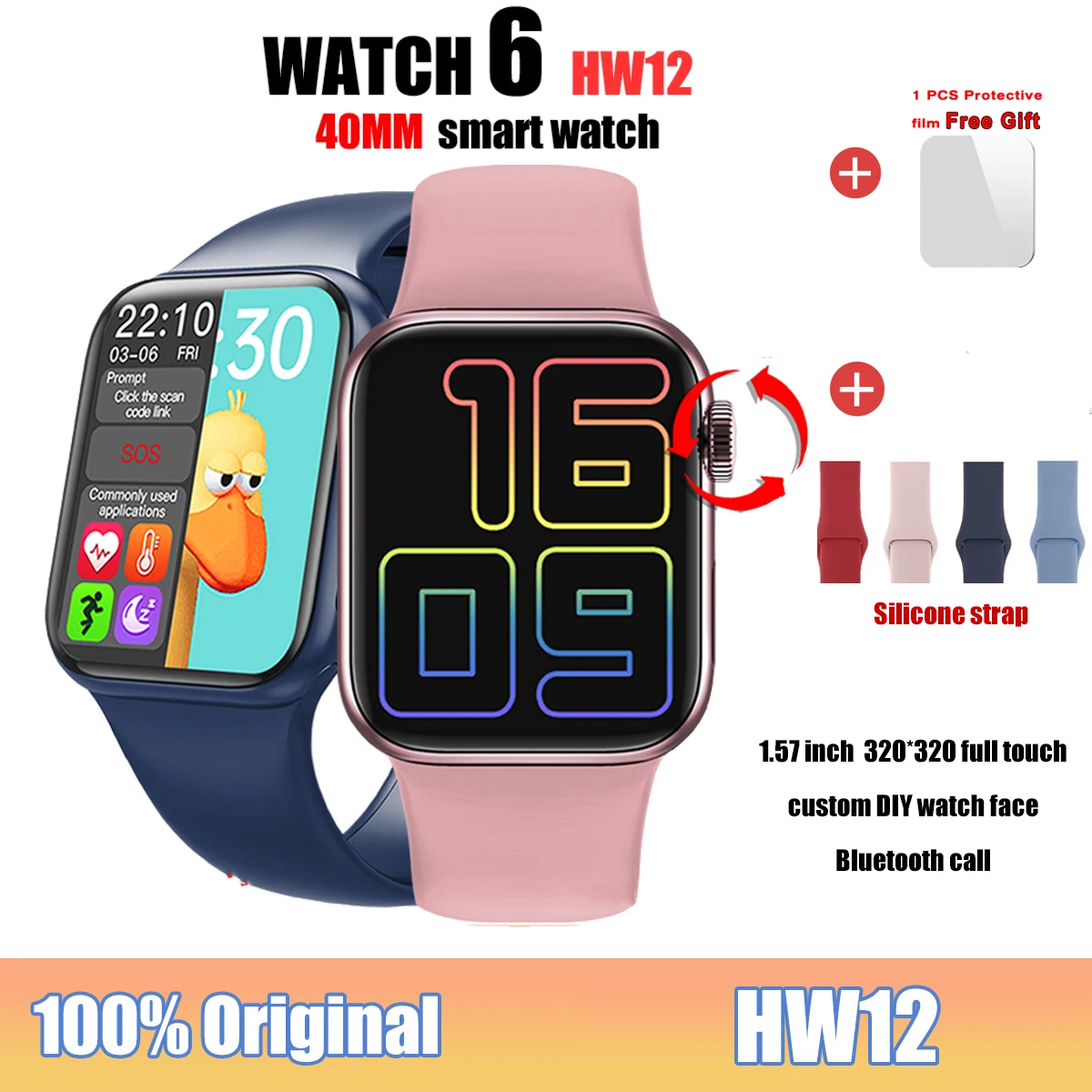 

2022 IWO Series 6 Smart Watch HW12 3D Animated Dial Men Women Fitness Tracker Call Smartwatch For Apple IOS Android Phone PK W27